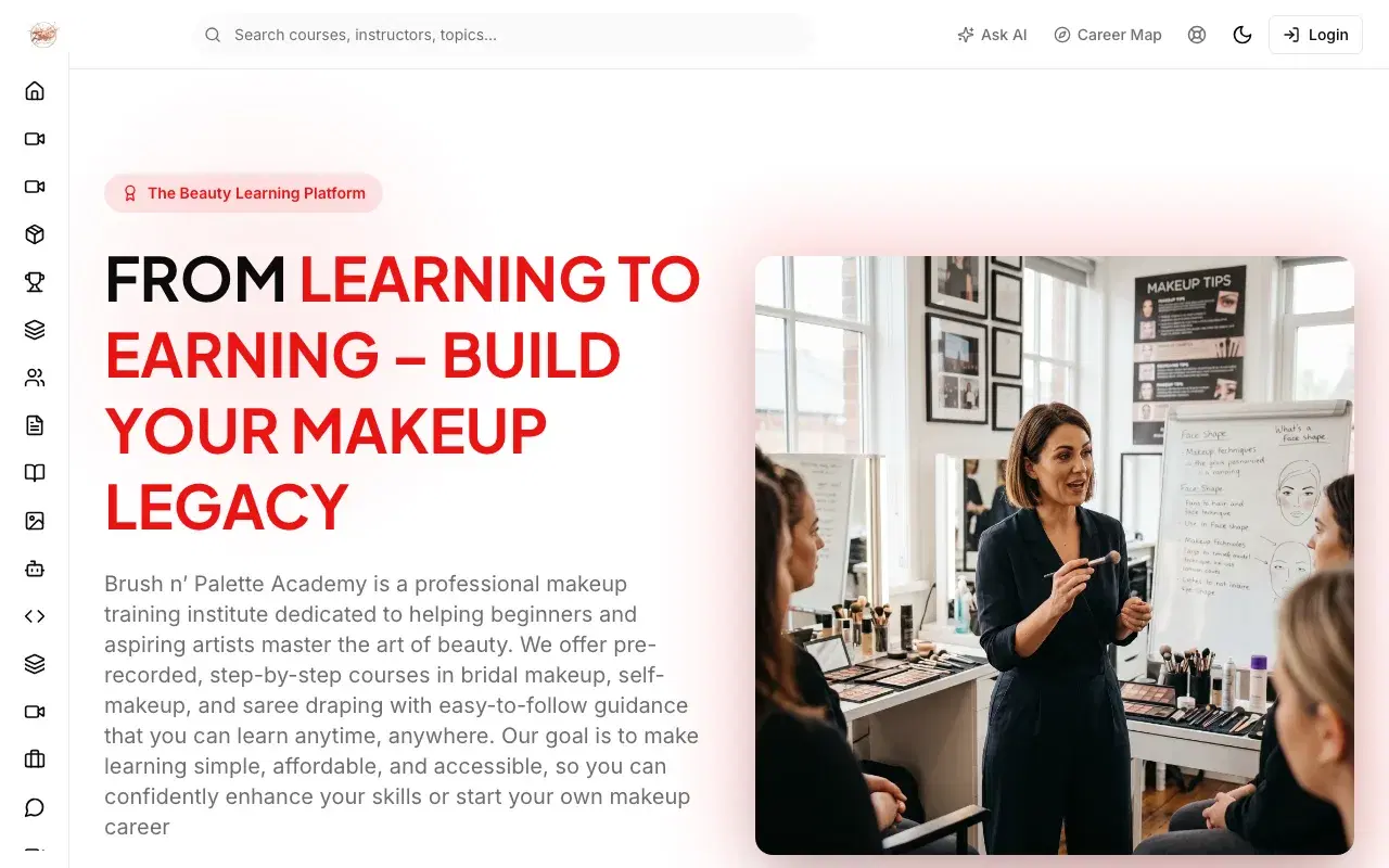 Brush n Palette Academy, a live academy running on Euron Systems