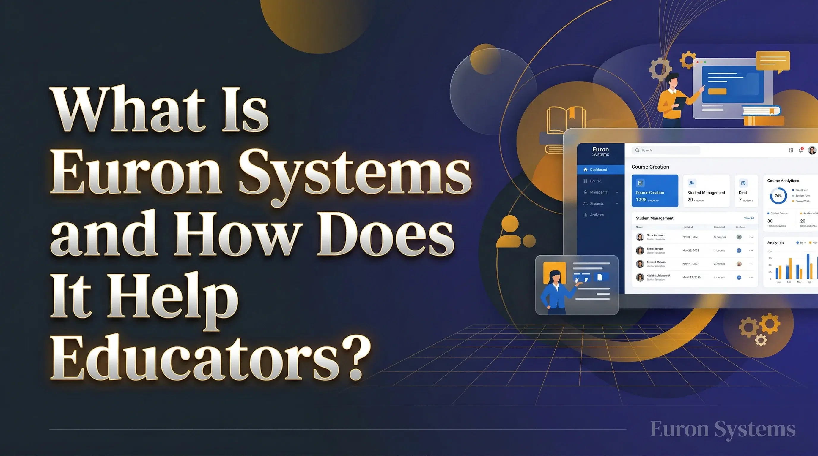 Euron Systems platform dashboard for educators with course management features