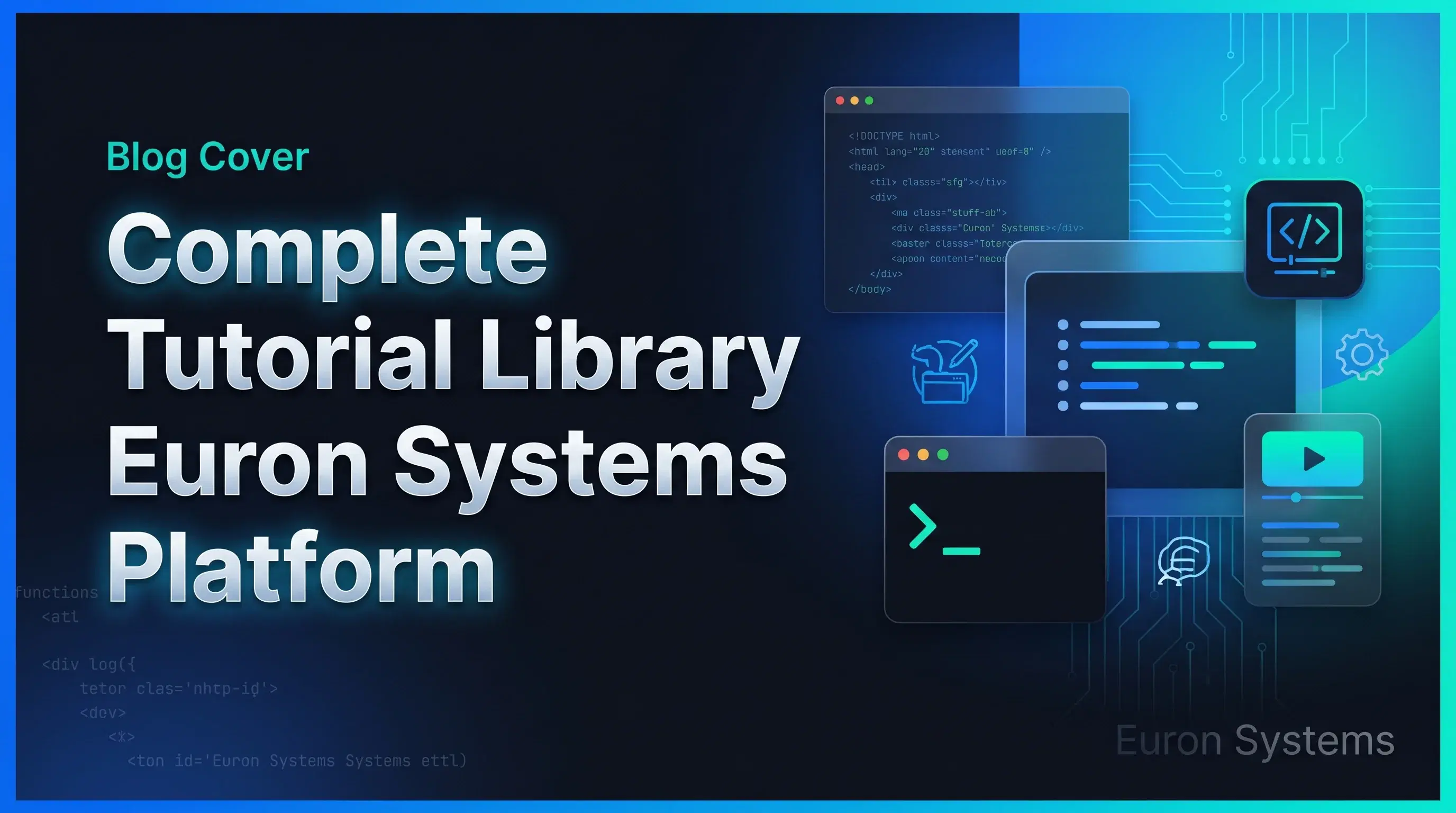 Euron Systems tutorial library showing guides for course creation and platform features