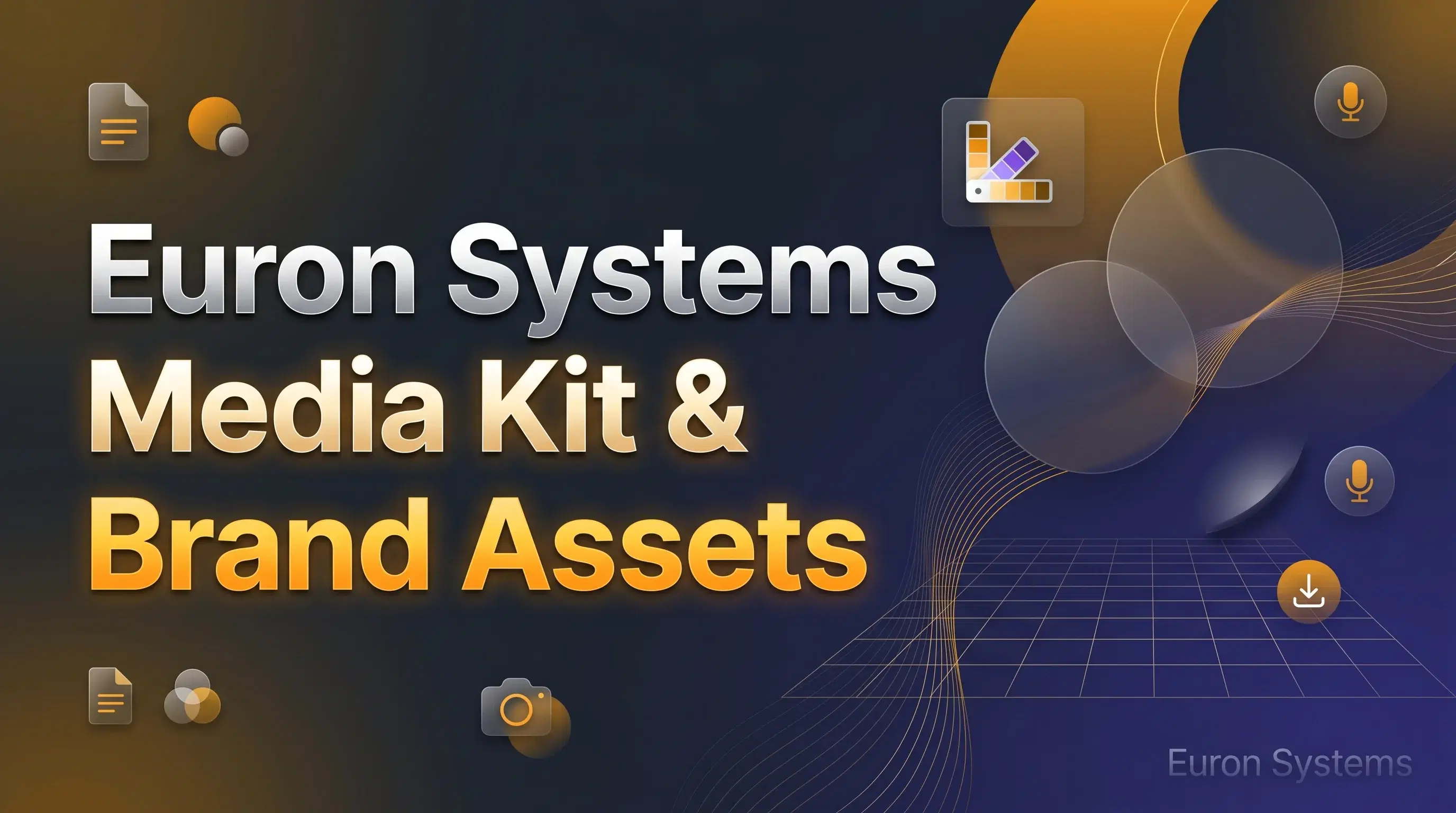 Euron Systems media kit showing logo brand colors and design assets for marketing and branding