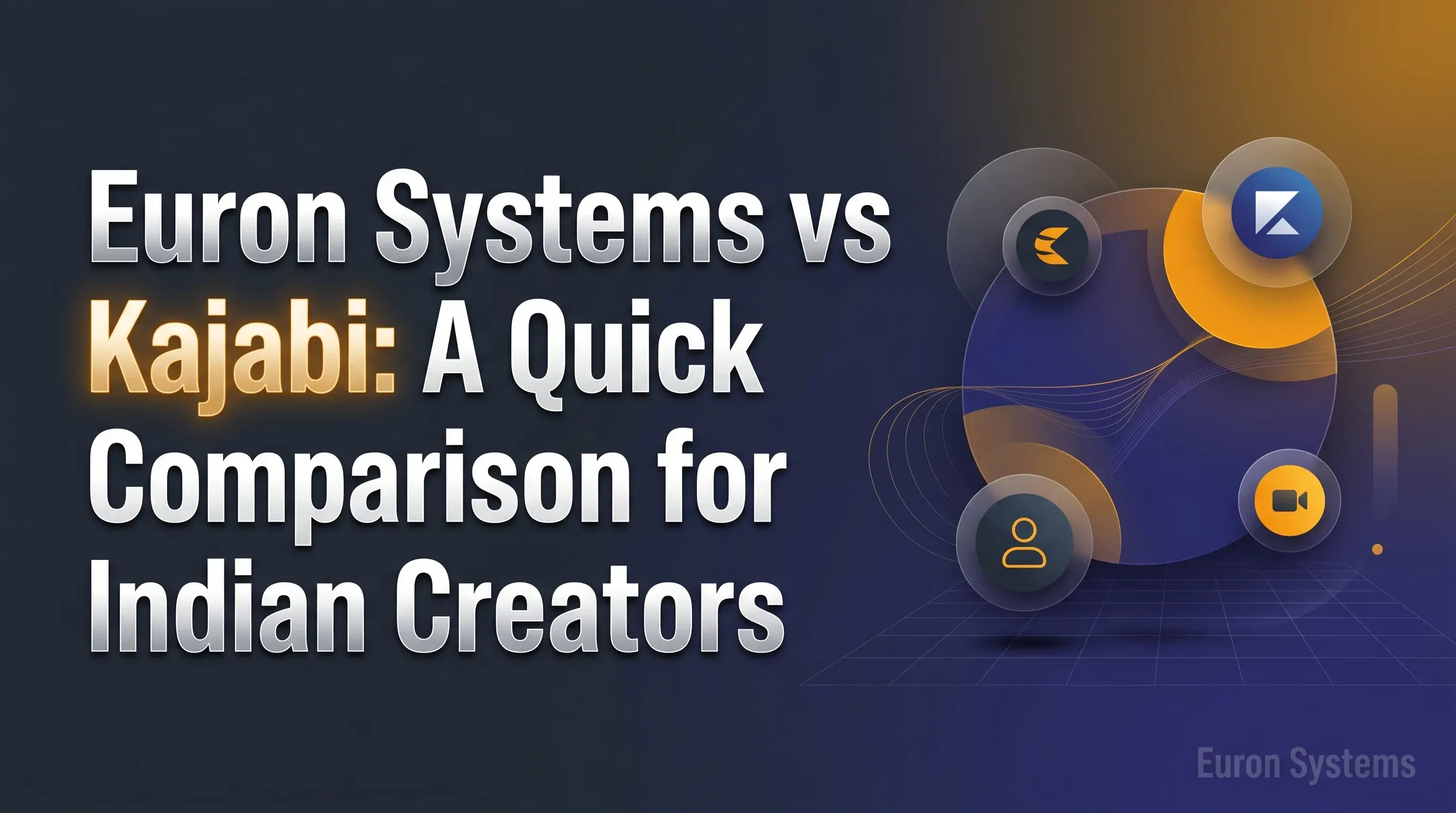 comparison between Euron Systems and Kajabi showing pricing features and suitability for Indian creators